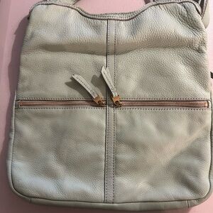Fossil Light Gray Leather Shoulder Bag